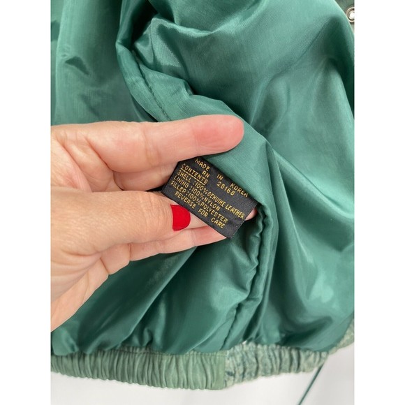 Vintage RZR Originals Women’s Korean Green Leather Jacket Button-Up Medium - Picture 12 of 15